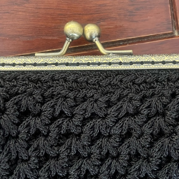 Elegant Black Crochet Shoulder Bag - Picture 7 of 7